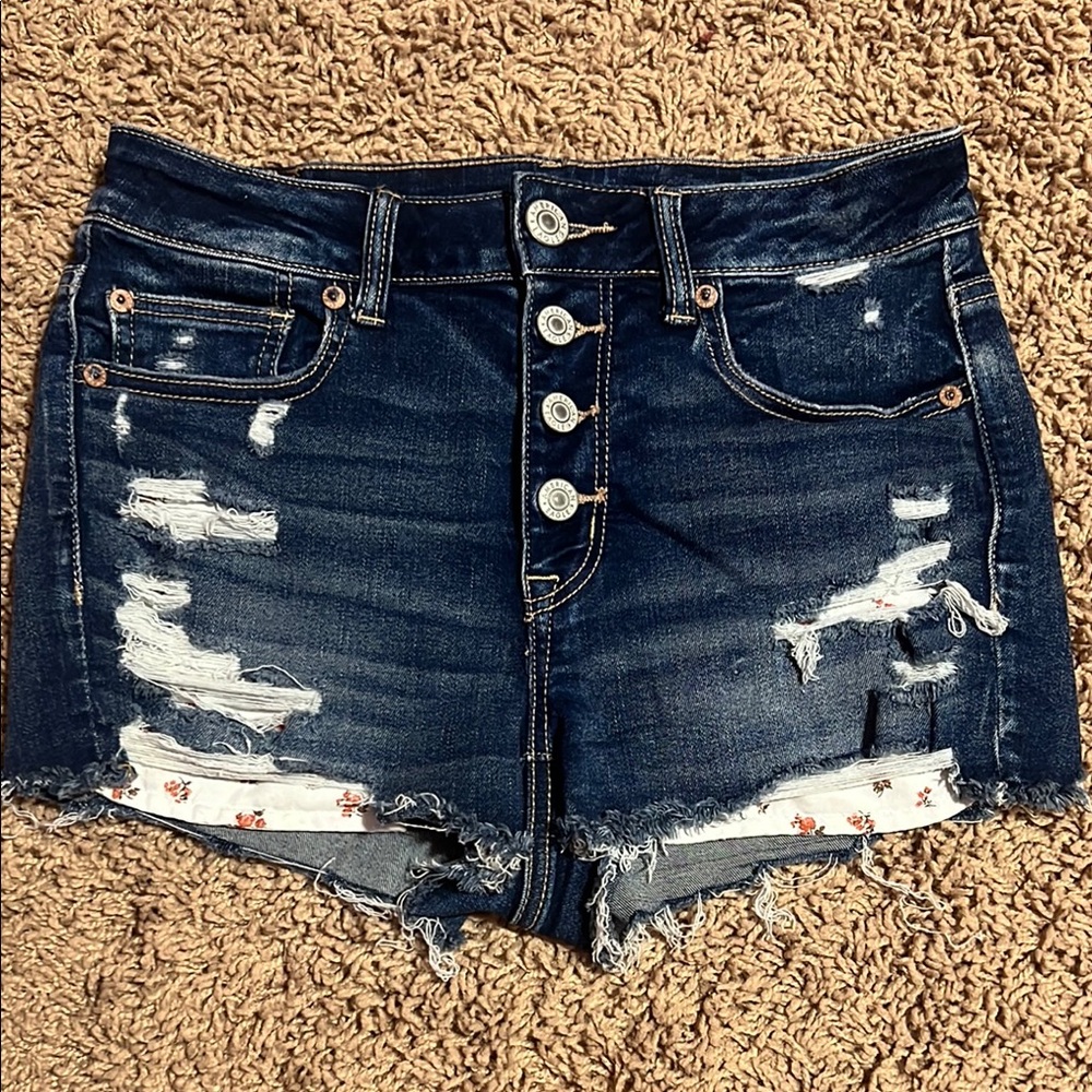 American Eagle Distressed High Rise Jean Shorts